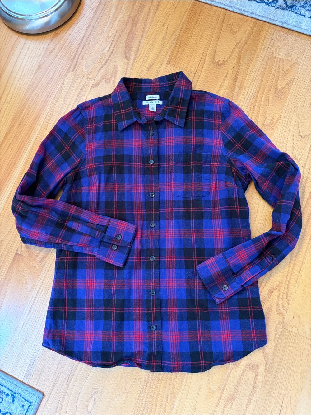 L.L. Bean Scotch Plaid Flannel Shirt slightly fitted size medium Angus